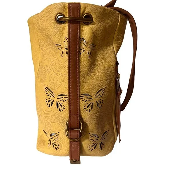 Vintage THE SAK COLLECTIVE Yellow Leather Hobo Shoulder Bag - Picture 6 of 16